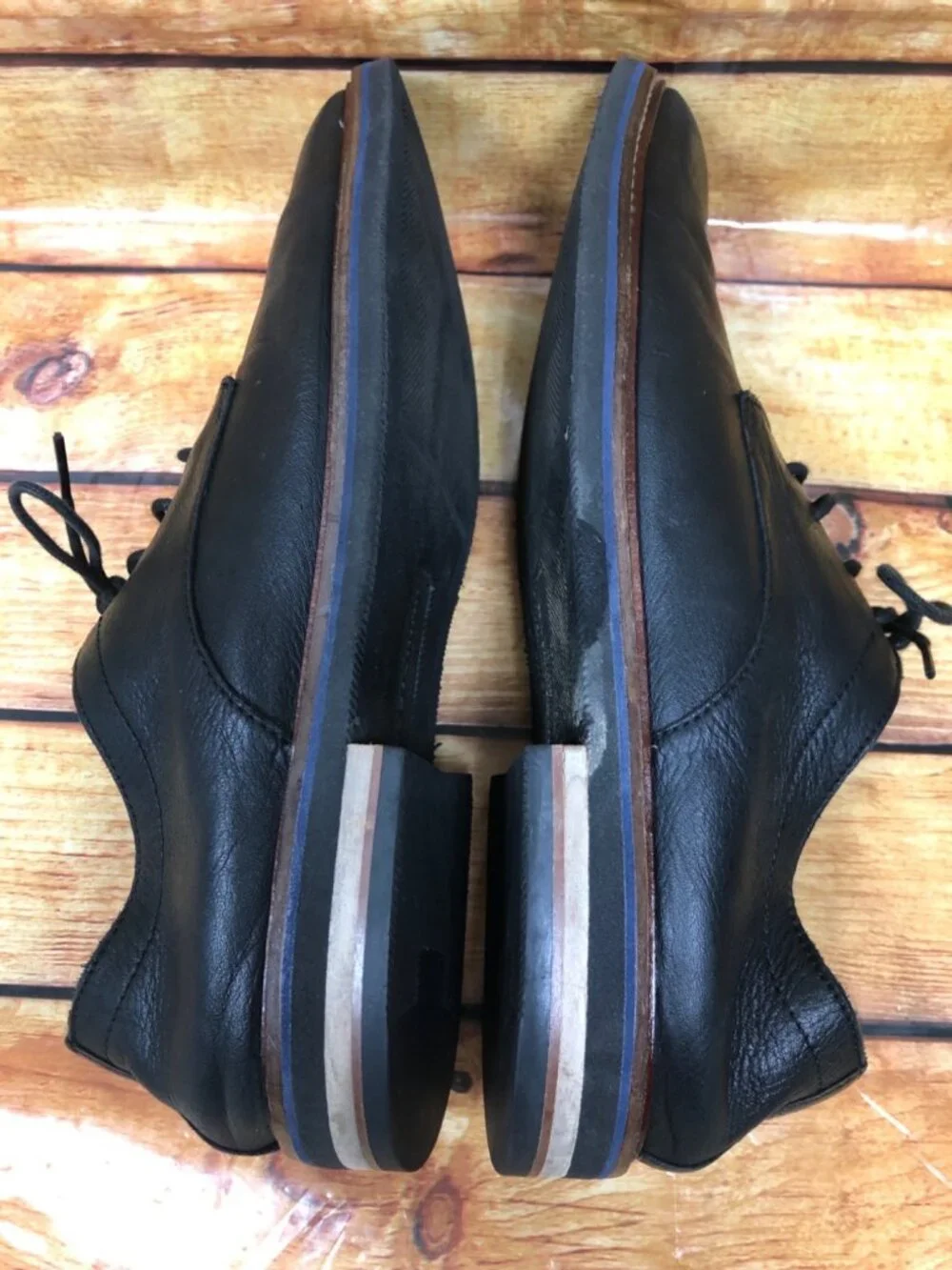 Bostonian Mens 9.5 M Black Leather Oxford Derby 4-eye Shoes